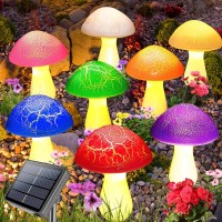 Homeleo 8Pack Newest Cracked Mushrooms For Garden Decor Solar Mushroom Lights Outdoor Super Cute Whimsical Garden Art For Yar