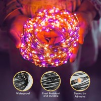 Twinkle Star Purple Orange Halloween Lights 100 Led 33Ft Fairy Lights With Remote Control Timer 8 Lighting Modes Battery