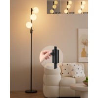 Lightdot Dimmable Brightness Adjustable Globe Floor Lamp Black Pole Standing Lamps With 3Pcs 3000K G9 Bulbs Mid Century Mode