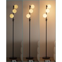 Lightdot Dimmable Brightness Adjustable Globe Floor Lamp Black Pole Standing Lamps With 3Pcs 3000K G9 Bulbs Mid Century Mode