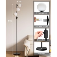 Lightdot Dimmable Brightness Adjustable Globe Floor Lamp Black Pole Standing Lamps With 3Pcs 3000K G9 Bulbs Mid Century Mode