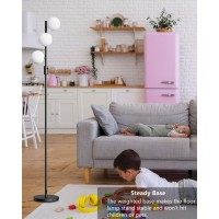 Lightdot Dimmable Brightness Adjustable Globe Floor Lamp Black Pole Standing Lamps With 3Pcs 3000K G9 Bulbs Mid Century Mode