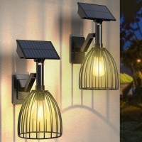 Collasis Solar Wall Lanterns Outdoor 2 Pack Dusk To Dawn Mount Wall Sconce Antirust Ip65 Waterproof Exterior Led Lights Fixtu