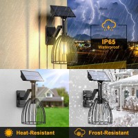 Collasis Solar Wall Lanterns Outdoor 2 Pack Dusk To Dawn Mount Wall Sconce Antirust Ip65 Waterproof Exterior Led Lights Fixtu