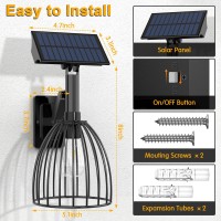 Collasis Solar Wall Lanterns Outdoor 2 Pack Dusk To Dawn Mount Wall Sconce Antirust Ip65 Waterproof Exterior Led Lights Fixtu