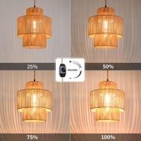 Zecoxol Rattan Plug In Pendant Light Boho Hanging Lights With Plug In Cord 3Tier Hand Woven Wicker Hanging Lamp Rattan Boho Pen