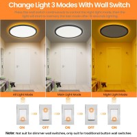 Deeplite Ceiling Light With Night Light Flush Mount 12 Inch 29W 3K4K6K Selects Round Prism Eyecaring Panel Low Profile Wir