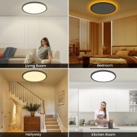 Deeplite Flush Mount Led Ceiling Light With Night Light 12 Inch 29W 3K4K6K Selectable Round Prism Panel Eyecaring Low Profil