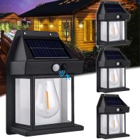 Mutois 4 Pack Solar Wall Lights Outdoor Dusk To Dawn Porch Lights Fixture Solar Wall Lantern With 3 Modes Motion Sensor Wat