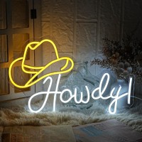 Lmsignly Cowboy Hat Neon Sign Howdy Cowboy Neon Signs Cool Led Neon Lights Dimmable Neon Signs Usb Powered For Gameroom Man Cav