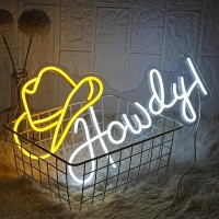 Lmsignly Cowboy Hat Neon Sign Howdy Cowboy Neon Signs Cool Led Neon Lights Dimmable Neon Signs Usb Powered For Gameroom Man Cav