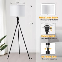 Tripod Floor Lamp 61 Tall Floor Lamps Standing Lamp With Rotary Switch Modern Floor Lamp Simple Design With White Shade B