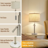 Gyrovu Table Lamps Set Of 2 Adjustable Height Bedside Lamps Marble Table Lamps With Pull Chain Nightstand Lamps Modern Table La