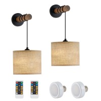 Xsdetu Battery Operated Wall Sconces Set Of 2 Modern Wall Mounted Lamps With Remote Control Adjustable 3 Colors Dimmable Wall