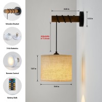 Xsdetu Battery Operated Wall Sconces Set Of 2 Modern Wall Mounted Lamps With Remote Control Adjustable 3 Colors Dimmable Wall