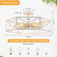 Xsdetu 1968 Semi Flush Mount Ceiling Light Farmhouse 6Light White Kitchen Lighting Fixtures Ceiling Mount Modern Flush Mou