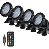 Hgservu Pond Lights Led Underwater Fountain Lights 36Led Bulbs With Timer Remote Control Colors Changing Submersible Spotlight S