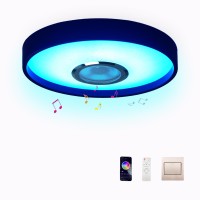 Exhourme Bathroom Ceiling Light Waterproof Shower Light With Bluetooth Speaker 11Inch 18W Ceiling Fixture Dimmable Rgb Color Cha