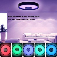 Exhourme Bathroom Ceiling Light Waterproof Shower Light With Bluetooth Speaker 11Inch 18W Ceiling Fixture Dimmable Rgb Color Cha