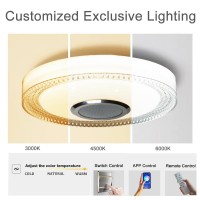 Exhourme Bathroom Ceiling Light Waterproof Shower Light With Bluetooth Speaker Flush Mount Ceiling Fixture Dinmmable Rgb Color C