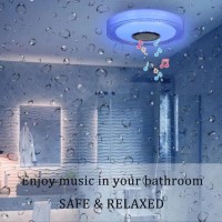 Exhourme Bathroom Ceiling Light Waterproof Shower Light With Bluetooth Speaker Flush Mount Ceiling Fixture Dinmmable Rgb Color C