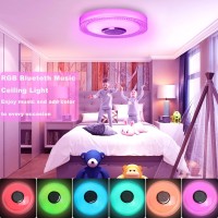 Exhourme Bathroom Ceiling Light Waterproof Shower Light With Bluetooth Speaker Flush Mount Ceiling Fixture Dinmmable Rgb Color C