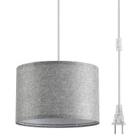 Kenmi 15 Ft Hanging Lamp With Plug In Cordgray Onoff Switch Plug In Pendant Light Pendant Lighting With Fabric Shade Hangi