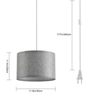 Kenmi 15 Ft Hanging Lamp With Plug In Cordgray Onoff Switch Plug In Pendant Light Pendant Lighting With Fabric Shade Hangi