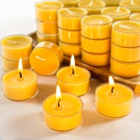 Capaniel 48 Packs Beeswax Tealight Candles 4 Hour Burn Time Pure Beeswax Candles Burn Evenly And Clean Beeswax Candles Bulk S