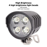 Electric Bike Headlight, 4 High Brightness Light Beads, Easy To Connect, Adaptable To 36V 48V 52V 60V, 1.6M Cable Length, Night Riding Gear For Electric Bikes And Scooters