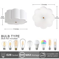 Bargeni Flush Mount Ceiling Light 13Inch Drum Ceiling Light Fixture Light Fixtures Ceiling Mount With Cream White Fabric Shade