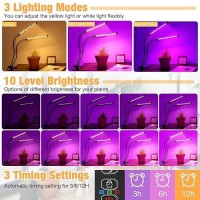 Zyzykeji Led Grow Lights 2 Packs 2 Heads Red Blue White Full Spectrum Plant Light With Clamp For Indoor Plants Seed Startin