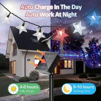 4Th Of July Twinkle Solar Star String Lights Decorations Outdoor Waterproof Fairy Lights 39Ft Red White And Blue 100 Led With 8