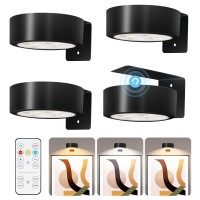 Ttq 4Pcs Magnetic Picture Lights Batteries Operated Painting Light With Remote And Dimmable Timer Black Art Display Light Wirele