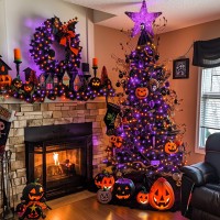 Potive 2 Pack Orange Purple Halloween Lights Battery Operated Total 66Ft 200 Led Halloween Battery Lights With Remote 8 Modes