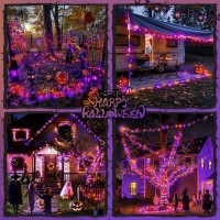 Potive 2 Pack Orange Purple Halloween Lights Battery Operated Total 66Ft 200 Led Halloween Battery Lights With Remote 8 Modes