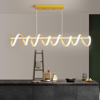 Modern Design Dimmable Desk Linear Pendant Light With Remote Control Dimmable 3 Color Mode Brightness Ceiling Lamp Antiflic