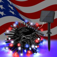 Cshare Red White And Blue Solar Lights 4Th Of July Lights Waterproof Outdoor 394Ft 120Led 8 Modes Memory Function Independence