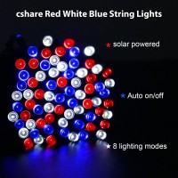 Cshare Red White And Blue Solar Lights 4Th Of July Lights Waterproof Outdoor 394Ft 120Led 8 Modes Memory Function Independence