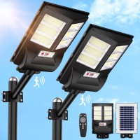 2 Pack Solar Street Lights Outdoor Waterproof 6500K 80000Lm 756 Led Beads Dusk To Dawn Solar Flood Light Solar Street Lights Wid