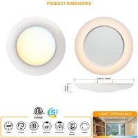 Jullison 6 Inch Led Low Profile Disk Light With Night Light 120Vac 15W 5Cct Color Changing 1000Lm Dimmable Etl Shower Wet