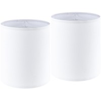 Tall Drum Lamp Shades Set Of 2 Pure White Linen Lamp Shade 98Top X 98Bottom X 118Highspider Medium Modern Lampshade F