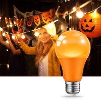 Jaheks Orange Light Bulbs For Outdoor Porch 9W60W Equivalent E26 Base Led Orange Bulb For Halloween Christmas Weddingpartyb