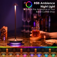 Ushopmall Cordless Table Lamp Rechargeable, 2 Pack Led Desk Lamp With 3 Color Stepless Dimming, Waterproof Battery Operated Table Light With Rgb Ambient Light For Restaurant Home Indoor Outdoor Party