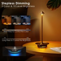 Ushopmall Cordless Table Lamp Rechargeable, 2 Pack Led Desk Lamp With 3 Color Stepless Dimming, Waterproof Battery Operated Table Light With Rgb Ambient Light For Restaurant Home Indoor Outdoor Party