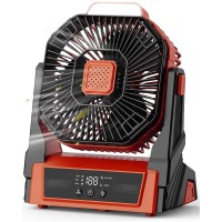 Instern 20000mAh Portable Camping Fan Rechargeable Battery Operated Fan Battery Powered Outdoor Beach Tent Fan with 3 Speeds LED Light Hook Personal USB Table Fan for Camping Accessories Red