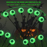 Dazzle Bright Halloween Decorations Outdoor 2 Pack 12Led Solar Eyeball Pathway Lights Scary Waterproof Solar Green Firefly Lig