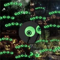 Dazzle Bright Halloween Decorations Outdoor 2 Pack 12Led Solar Eyeball Pathway Lights Scary Waterproof Solar Green Firefly Lig