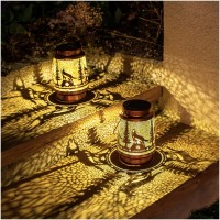 Wolf Solar Lanterns Outdoor Waterproof Hanging Solar Lights Wolf Gifts For Women Men Metal Decorative Led Wolf Lanterns For Gard