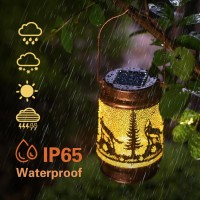 Wolf Solar Lanterns Outdoor Waterproof Hanging Solar Lights Wolf Gifts For Women Men Metal Decorative Led Wolf Lanterns For Gard